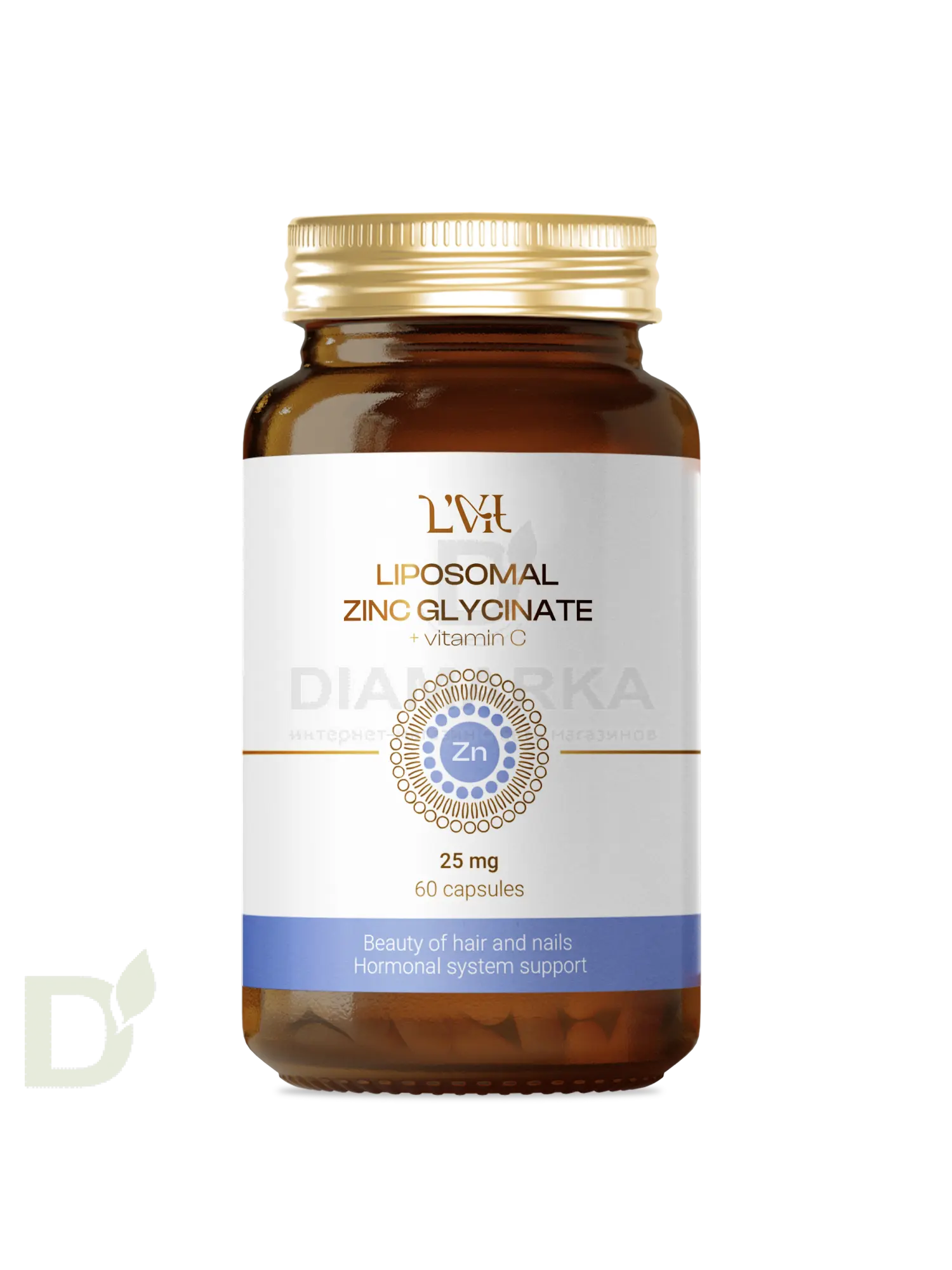 Витамины L'Vit Liposomal Zinc Glycinate + Vitamin C, 25 мг в 1 капсуле, 60 капс в Нижнем Новгороде