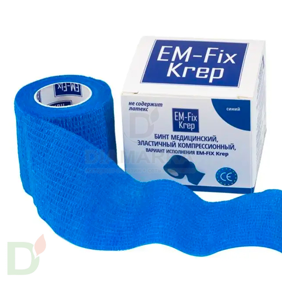 Бинт эластичный когезивный EM-fix krep Синий, 5 см х 4,5 м в Нижнем Новгороде