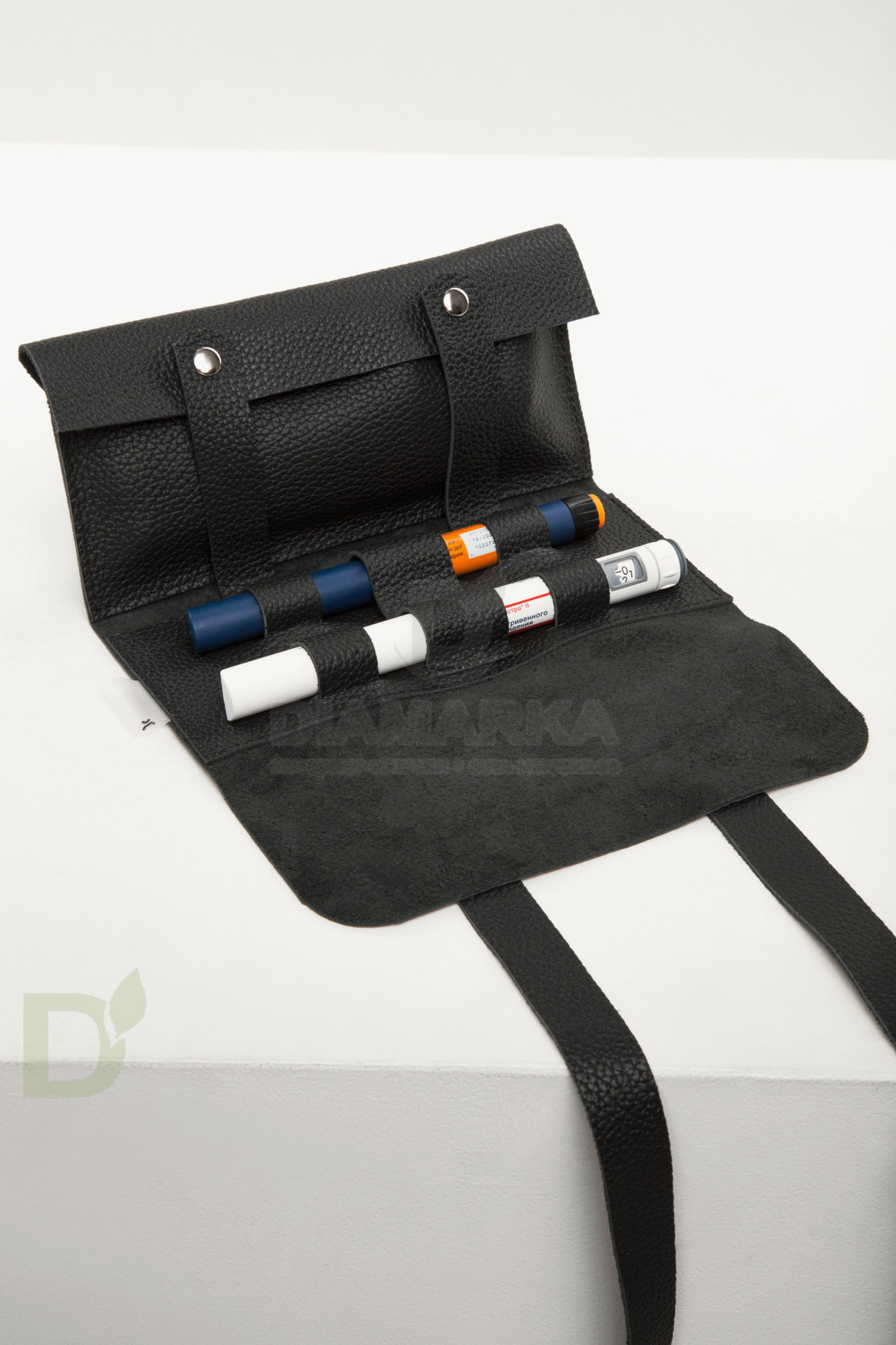 Чехол - скрутка диабетический Jaskier dia bags черный, натуральная кожа