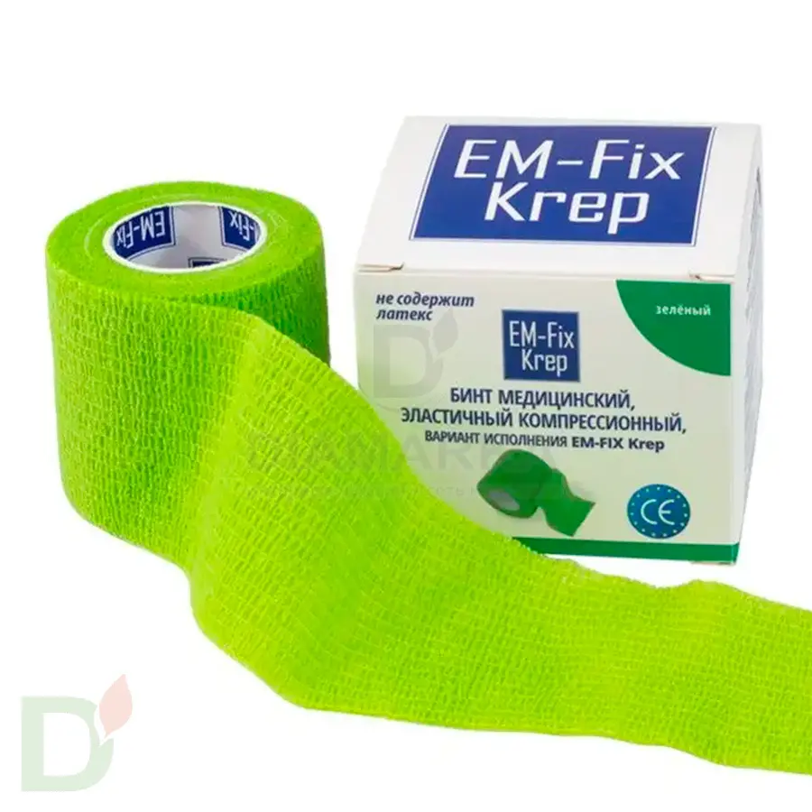 Бинт эластичный когезивный EM-fix krep Лайм, 5 см х 4,5 м в Нижнем Новгороде
