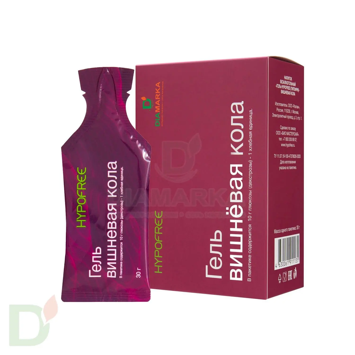 Гель HYPOFREE DIAMARKA 1ХЕ Вишневая Кола, мягкая упаковка, 10 саше по 30мл в Нижнем Новгороде