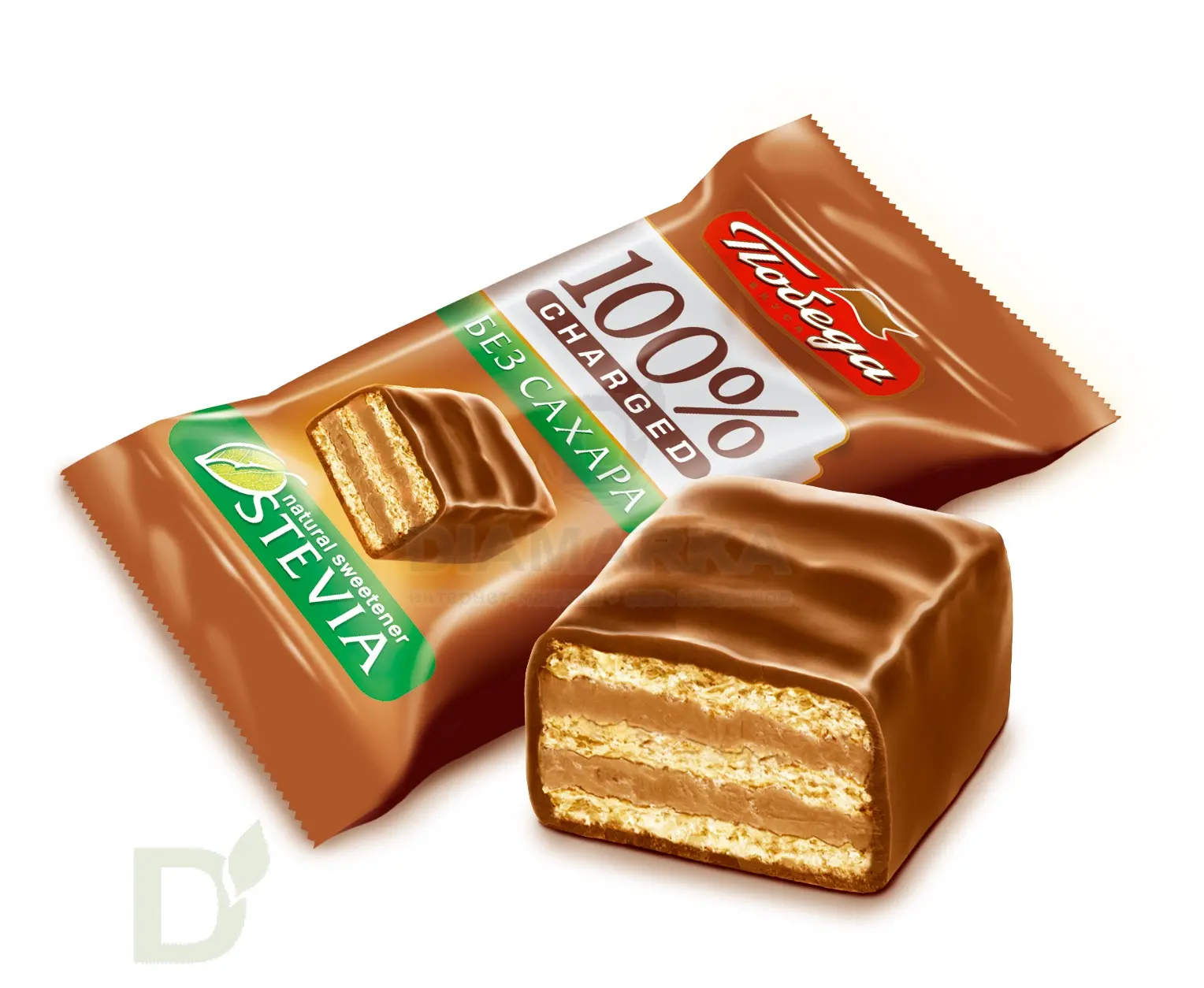 Конфеты вафельные Победа без сахара в молочном шоколаде, 150г.